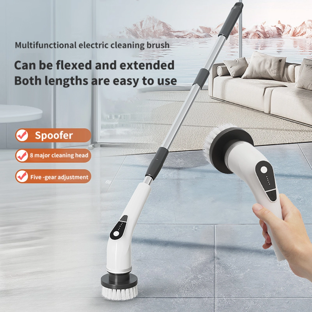 Multi-Functional Cordless Electric Cleaning Brush (8 Brush Heads / 5 Adjustable Speed Settings)