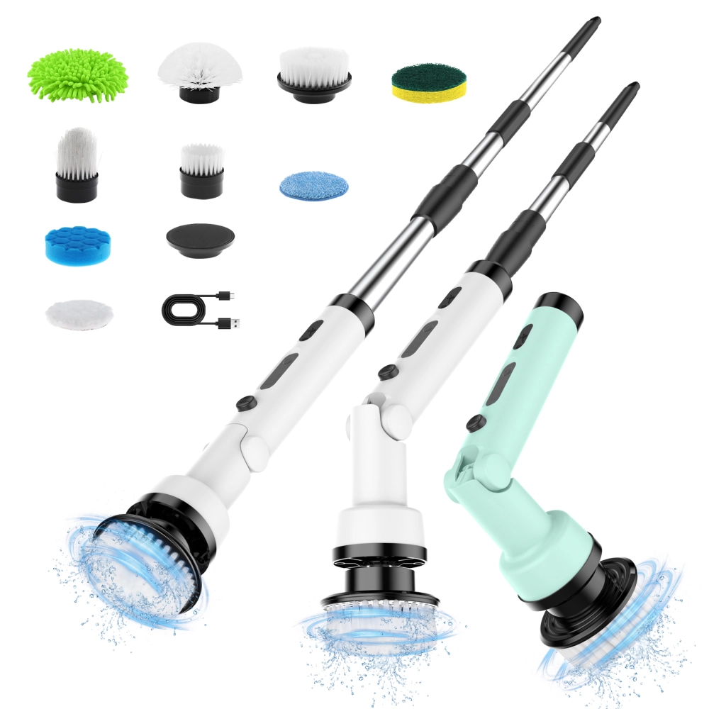 Multi-Functional Cordless Electric Cleaning Brush with Replaceable Brush Heads