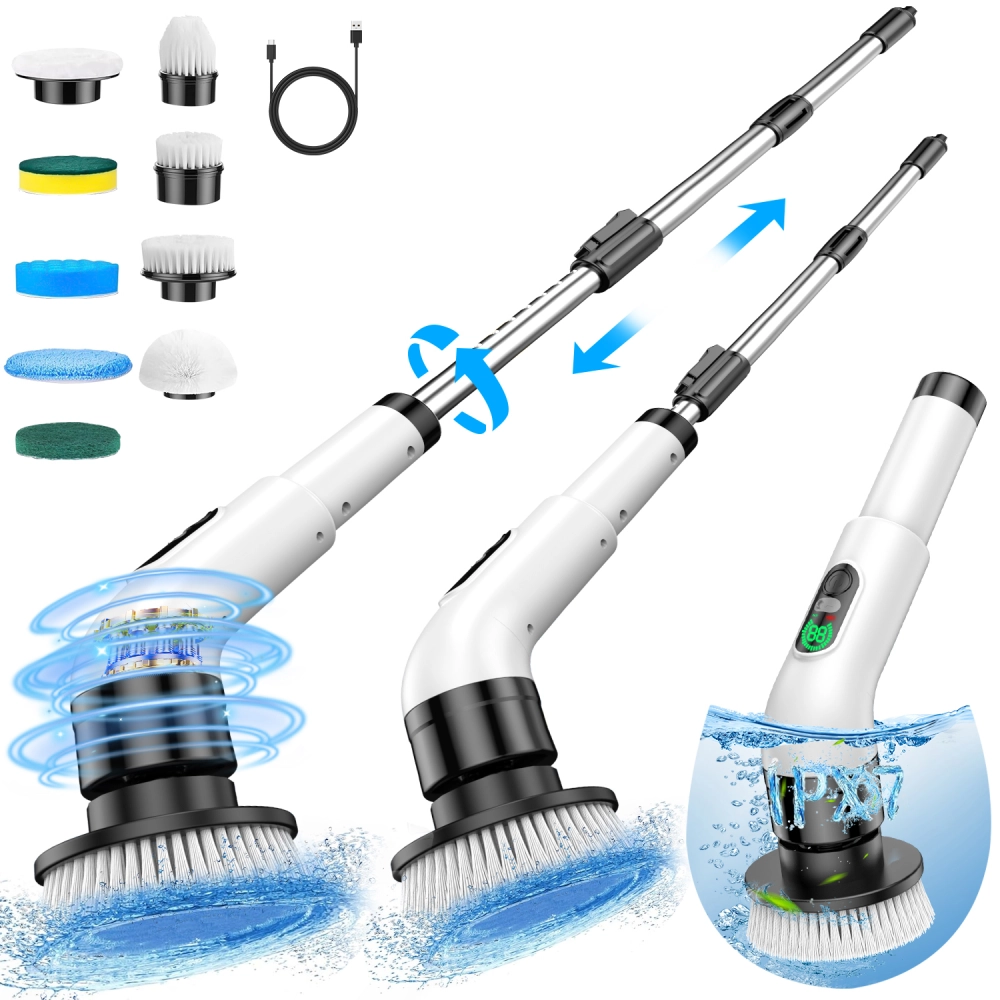 9-in-1 Multi-Functional Automatic Cleaning Brush with Replaceable Brush Heads