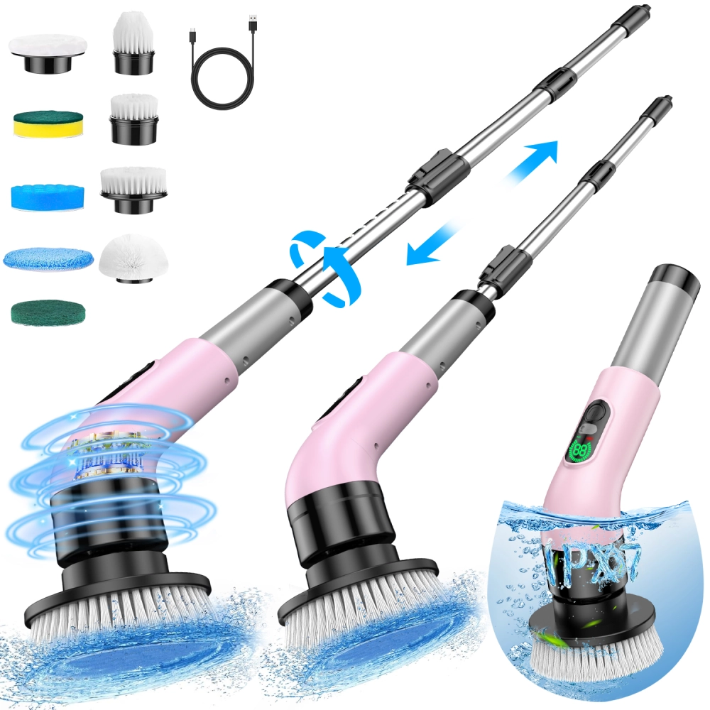 9-in-1 Multi-Functional Automatic Cleaning Brush with Replaceable Brush Heads